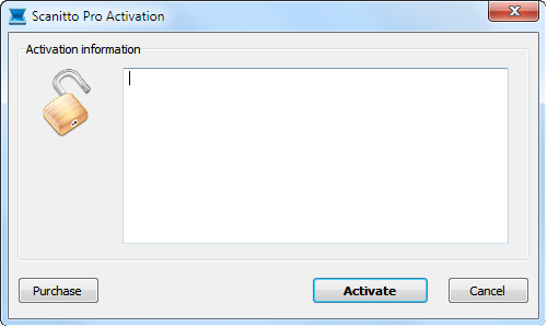 Activation dialog